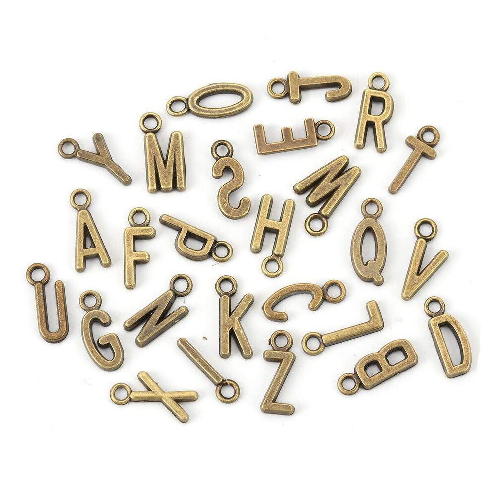 4303 1Set 26pc Antique Bronze Alloy Alphabet Letter A-Z Charms Pendants